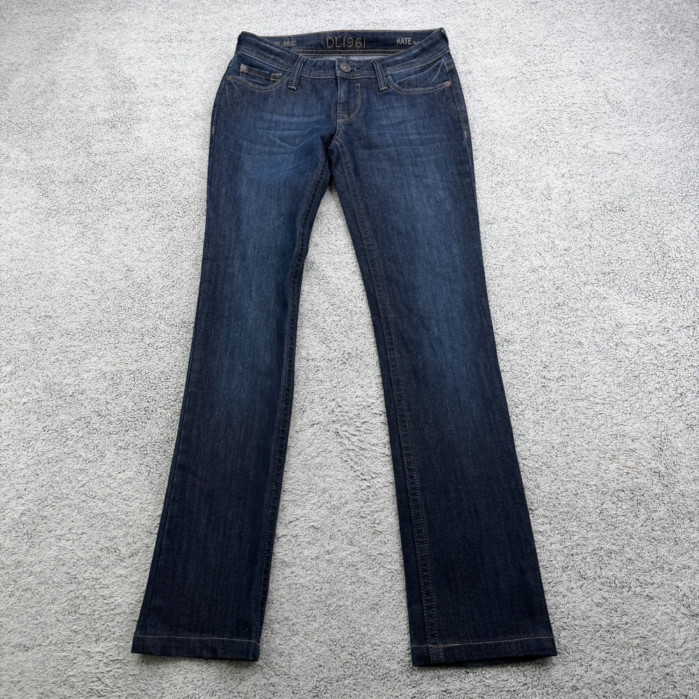 DL1969 Jeans Womens 26 Blue Kate Slim Straight Stretch Low Rise Dark Wash